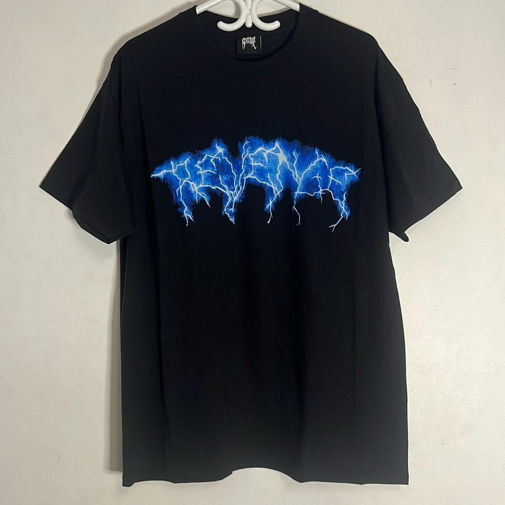 Revenge Men’s Anarchy Lightening Blue Logo T-Shirt Size Large Made in USA